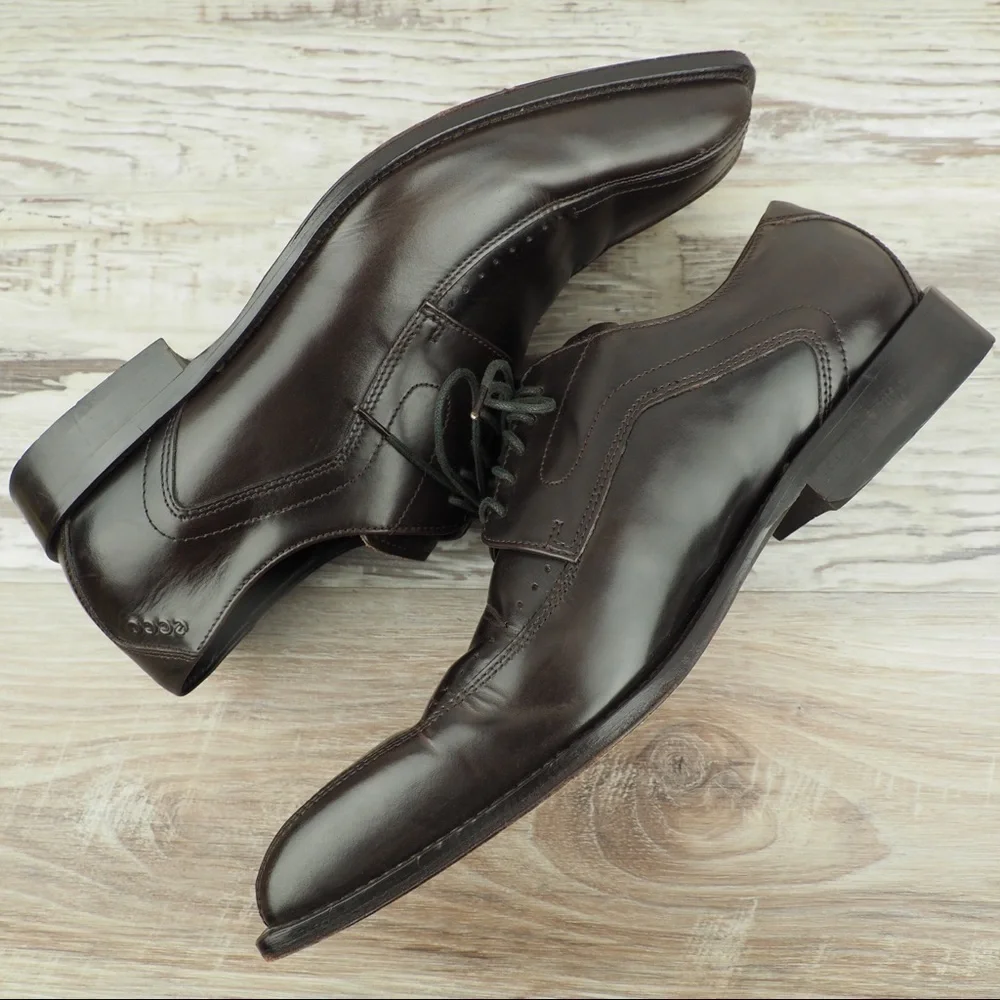 Ecco mens sz 44 black lace-up dress shoe